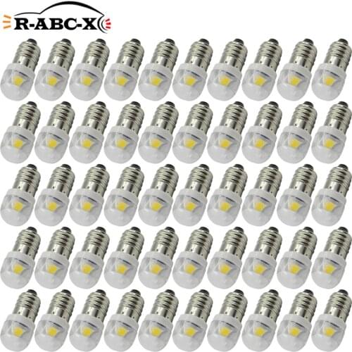 RUIANDSION Wholesale 50Pcs E10 Screw Thread 3V 6V 12V Lantern Torch LED Bulb 5050 1SMD Status Indicator 6000K 4300K Lampshade