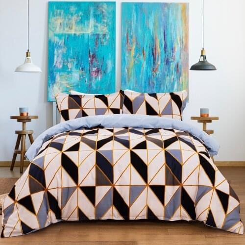 Modern Geometric Pattern Bedding Cover Premium Luxury Duvet Pillowcase High Quality Queen Size Sheet