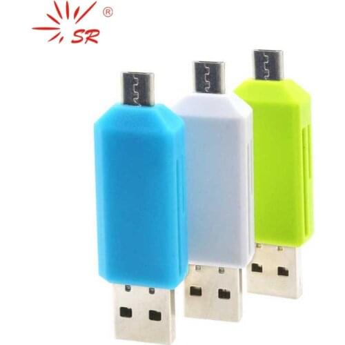 SR 2 in 1 Cellphone OTG Card Reader Universal Micro USB OTG TF/SD Card Reader for Mobile Phone