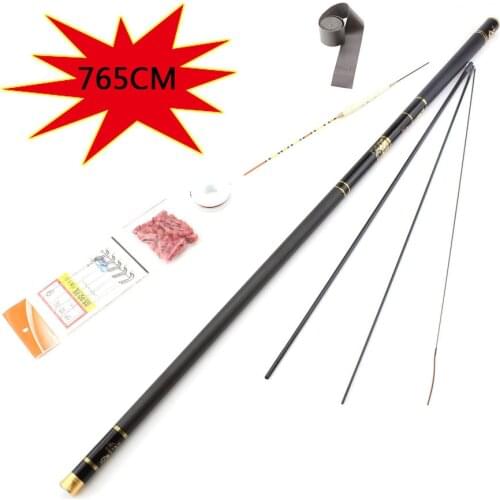 3.6M-8.1M Carbon Fiber Telescopic Fishing Rod Super Hard Ultra Light Carp Fishing Pole Stream Fishing Rod Hooks Set