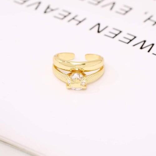 Todorova Luxurious Zircon Heart Double Layer Opening Ring For Women Metal Geometric Finger Vintage Party Jewelry