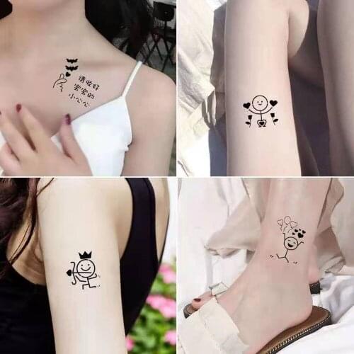 Waterproof Temporary Tatoo Sticker Line Couple Small Person Girl Heart Cute Color Cartoon Tatto Sticker Tatuajes Temporales
