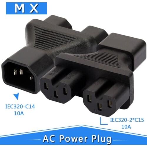 Y Splitter Power Adapter IEC 320 C14 to 2 * C15 Y C14 to 2xC15 Y Splitter IEC 320 C14 Male to 2x C15 Female Adapter