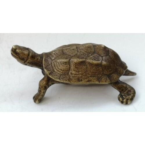 YIZHU CULTUER ART Collection China Old Bronze Carved Charming Turtle Statue Pendant Or Paperweight Gift