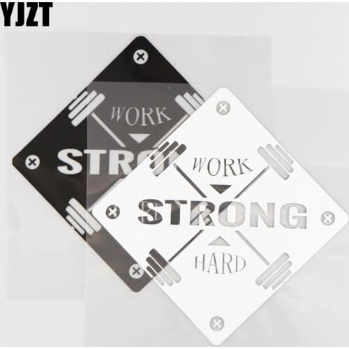 YJZT 15.9X16CM STRONG WORK HARD Car Sticker Vinyl Decal Cartoon Decoration Pattern Black/Silver 4C-0031