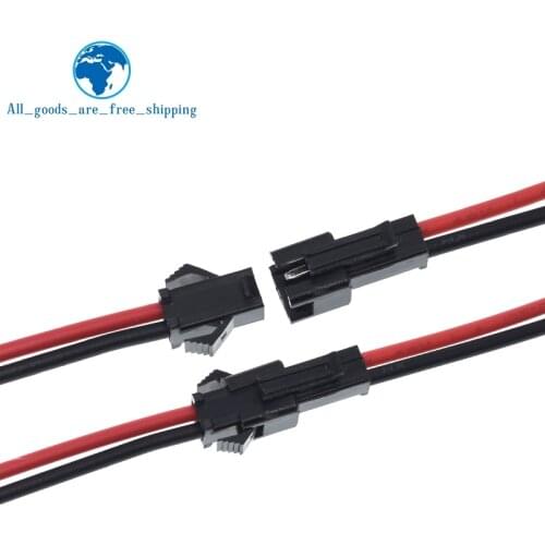 TZT 1Pairs 15cm Long JST SM 2Pins Plug Male to Female Wire Connector For diy