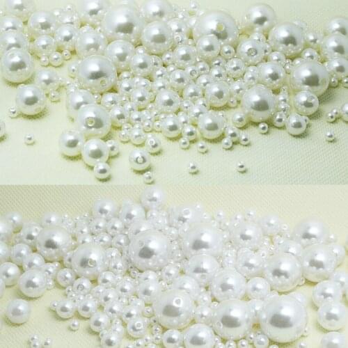 4-20mm Pearl Cabochon Round White Ivory Pearl Imitation ABS Beads Jewelry Findings DIY Phone Case/Craft Accessories