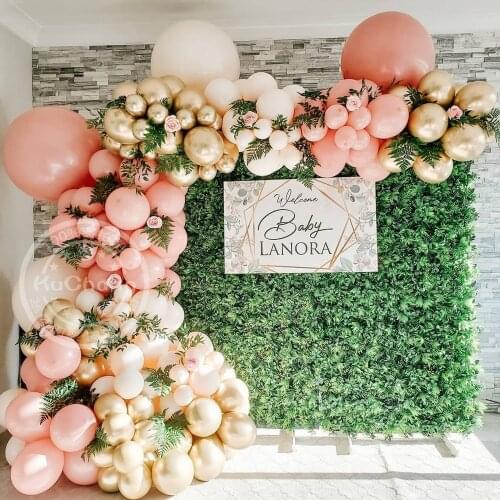 116pcs Retro Pink Skin Latex Balloons Garland Arch Metallic Gold Globos Wedding Birthday Party Baby Shower Decoration Helium