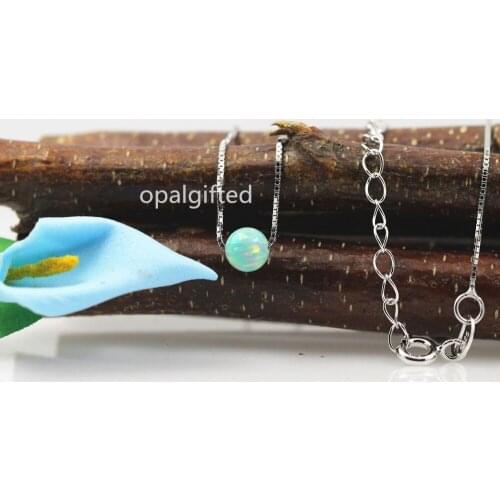 1pc/lot)Free Shipping Hot Sale 5mm OP03 Synthetic Opal Beads/Ball Pendant Necklace 925 Sterling Silver Jewelry High Quality