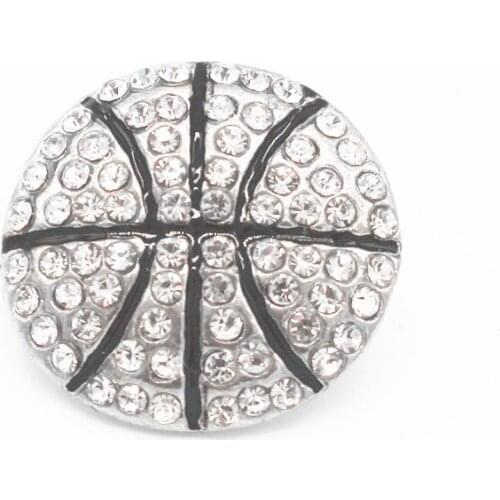 New arrive 10pcs/lot 18mm white crystal basketball snap button charms for bracelet diy necklace snap jewelry