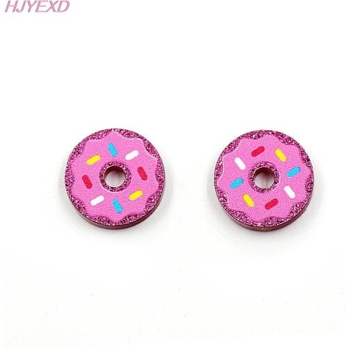 10pcs /lot) PR1036-15mm Acrylic Donut Jewelry Accessories Laser Cut Fruit Pink Glitter Acrylic Party DIY