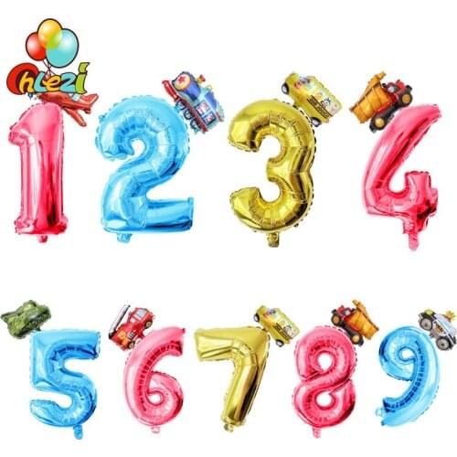 2pcs Birthday Party decorations kids Traffic Ballons 2019 number helium globos Christmas supplies for home Baby shower balloons