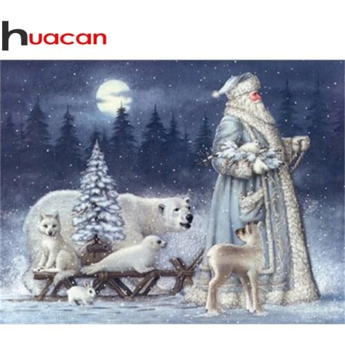 Huacan 5D Diamond Painting New Arrivals Santa Claus Diamond Mosaic Embroidery Animals Christmas Cartoon Bedroom Decoration