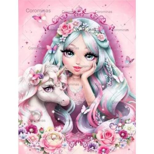 5D Diy Diamond Painting Full Square Round Drill Embroidery"girl and Unicorn"picture Diamond Mosaic Cross Stitch Home Decor Gifts