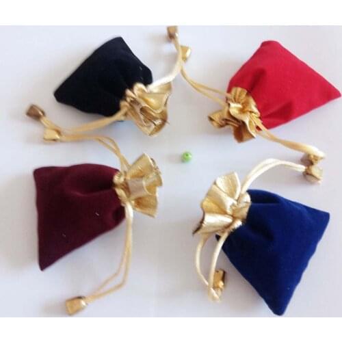 200pcs Phnom Penh Gold Bead Velvet Bag Jewellery Pouch Gift Bags Wedding Drawstring Bag Woman Jewelry Display Gift Packaging Bag