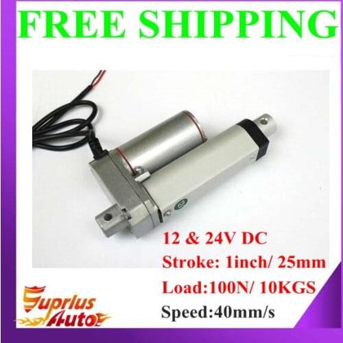 Free Shipping 12/ 24V DC 40mm/s High Speed 1inch/25mm Linear Actuator With 100N Load