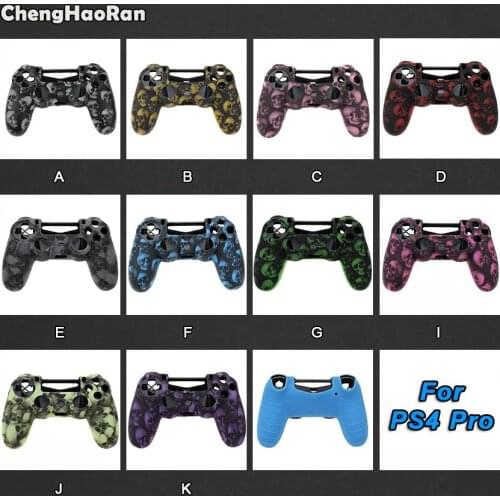 ChengHaoRan For PS4 Slim Skull Silicone Gel Rubber Soft Sleeve Skin Grip Cover Case For PS4 Pro Gamepad Protect Camouflage Camo