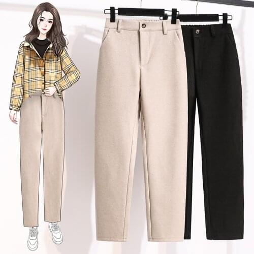 Black Cloth Plus Large Size Oversize Korean Vintage Autumn WomenS Clothing High Waist Trousers Fashion Pants For Girls