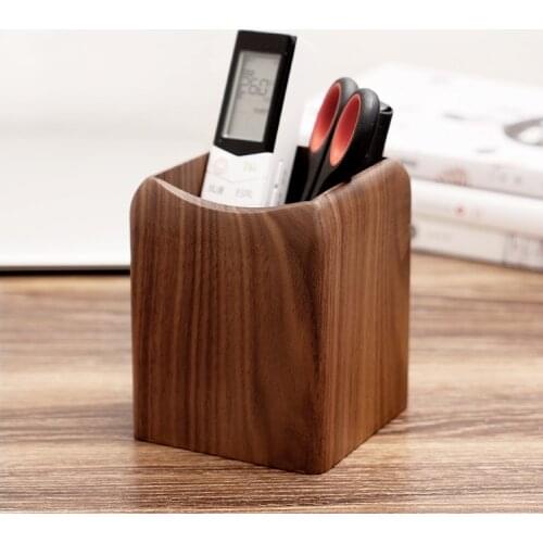 Black Walnut Beech Wooden Holder Pencil Pen Box Case Tools Pen Holder Office Accessories Pencil Storage Box for Home Office