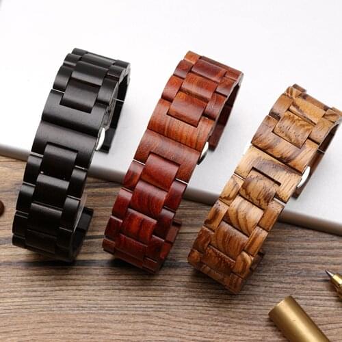 20mm 22mm Wood Watch Band for Huawei Watch GT Galaxy Watch 42 46mm Gear S3 S2 Amazfit Bip Replacement Strap Wooden Bracelet