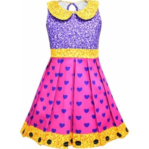 Kids dresses for girls Summer New Cosplay LO Doll Cartoon Toddler Girls Dresses Lapel performent Costume COS Clothes Doll Dress