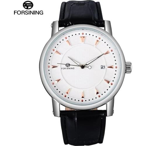 FORSINING Men Watches Luxury Classic Leather Auto Mechanical Watch Complete Calendar Clock Relogio Masculino