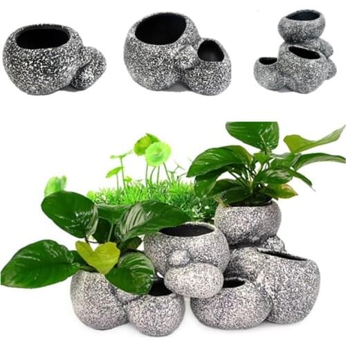 New Plant Bonsai Stone Pot Aquarium Decoration Fish Tank Multi-function Stone Decoration for Fish Breeder Bonsai Shelter Filter