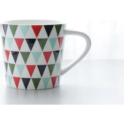 1pc Cybil 480ml Ceramic Mug Water Cup for Tea and Milk, Modern Geometric Classical Triangles Design
