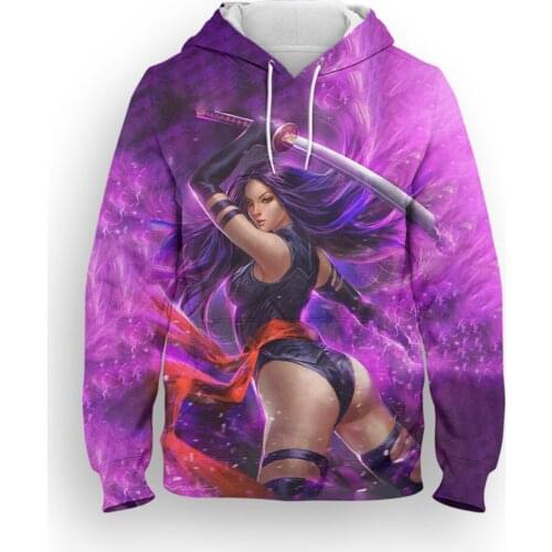 Psylocke Marvel 3D Print Men Sweetshirts Fashion Spring Autumn Womens Hoodie Streetwear Harajuku Style Children Clothes Tops