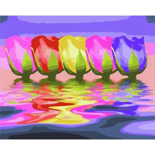 FSBCGT Oil Painting By Numbe Abstract Flower Tulip DIY Picture By Number Kits Drawing On Canvas Home Wall Art Decor