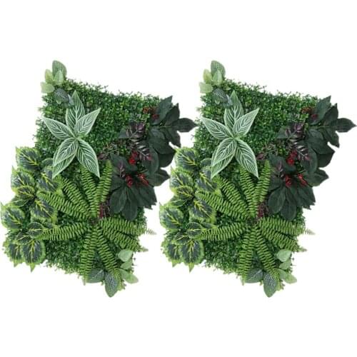 Pack of 2 Artificial Plant Wall Panel Grass Foliage Turf, Wedding Venue Shop Window Decor, 60x40cm