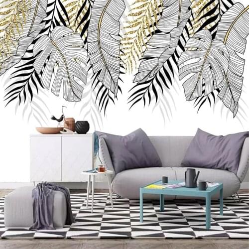 Custom Photo Wallpaper Modern Hand Painted Leaves Mural Wall Paper Living Room Sofa TV Background Bedroom 3D Fresco Home Decor