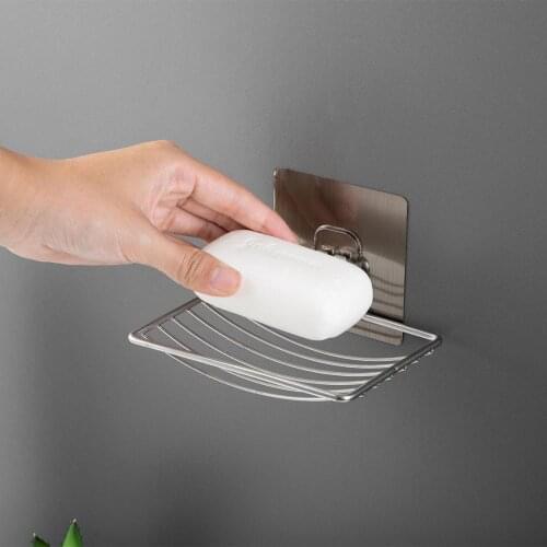 Stainless Steel Drain Soap Box Toilet Free Punch Bathroom Creative Suction Cup Wall Hanging Soap Holder