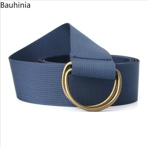 New Mens And Womens Super Tough Canvas Belt With D-shaped Design Iron Buckle Head Casual And Versatile Soft Trouser Belt