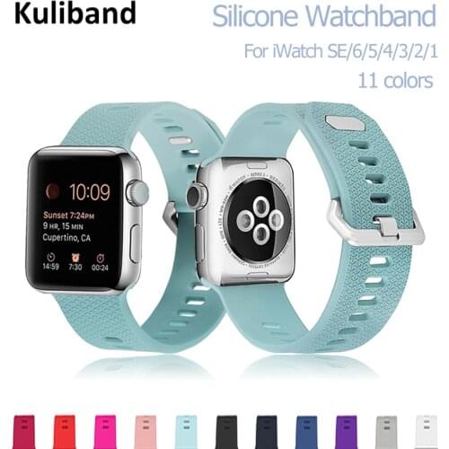 Strap For Apple Watch SE 6 5 4 3 2 1 Watch Band 38mm 40mm Silicone Sports Watchband 44mm 42mm for iWatch 6 SE Rubber Loop Band