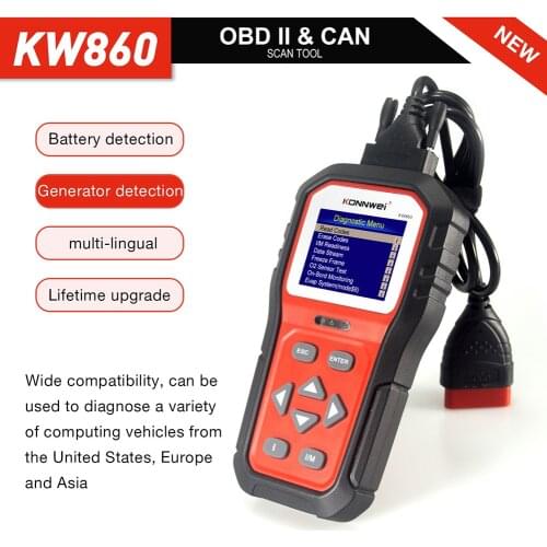 KONNWEI KW860 OBD2 EOBD Code Reader For 12V Vehicle Fault Clearing Voltage Enjine Diagnostic Scan tools Free Shipping