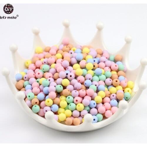 Lets Make Baby Teething Balls Silicone Beads 100pc 9mm Candy Colors Sensory Food Grade DIY Nusring Jewelry Accessories Beads