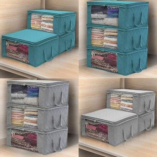 Non-Woven Foldable Storage Box Portable Clothes Organizer Tidy Pouch Suitcase Home Storage Box Quilt Storage Container Bag
