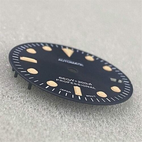 28.5mm Three-dimensional Watch Dial Green Luminous Dial for NH35 Movement SKX007 Modification Accessories