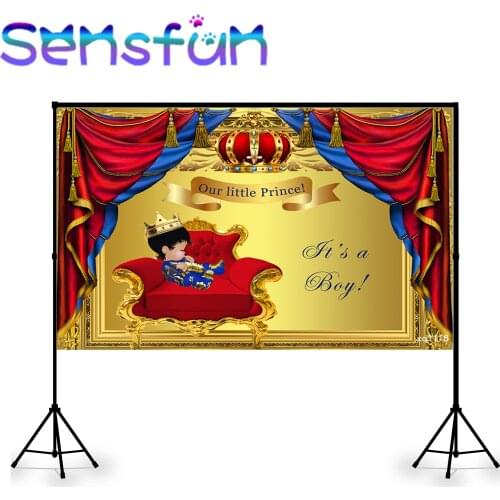 Red Curtains Photo Background Vinyl Gold Photocall Little Princess Backdrop for Photo Studio Boy Birthday Banner Poster