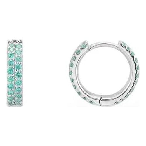 SLJELY High Quality Fashion Real 925 Sterling Silver Lagoon Blue 2 Row Hoop Earrings Micro Zirconia Women Luxury Brand Jewelry