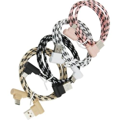 1m 2m 3m Micro USB Type C Cable 90 Degree Fast Charging Charge Wire for iPhone XS Max 11 X Xiaomi Note 8 Samsung S9 LG 100pcs