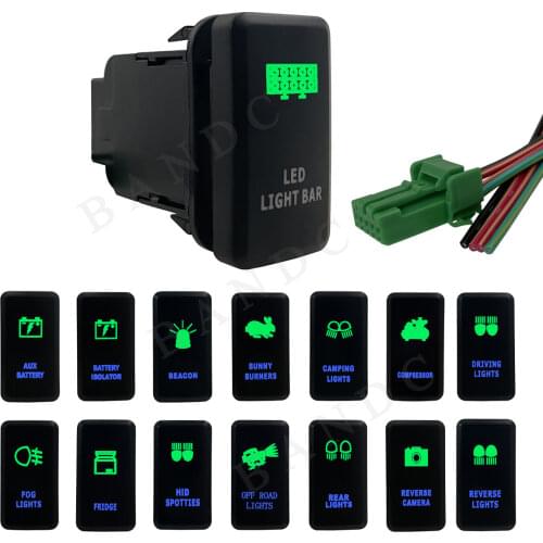 3Amp 12V On Off SPST Led Lights Rocker Push Switch for Toyota Hilux KUN26R, GGN15R, GGN25R 2005-Current, With Wiring Connector