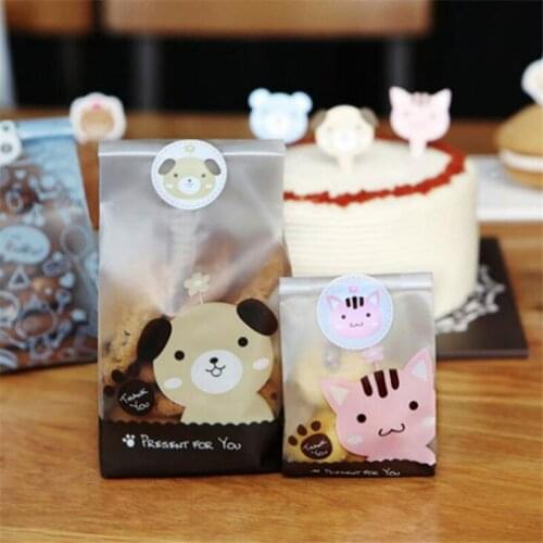 500Pcs/Lot Plastic Bag Matte Clear Cookie Bread Cake Pouches Packaging Present Bags Baking Supplies Kitchen Baking Accessories