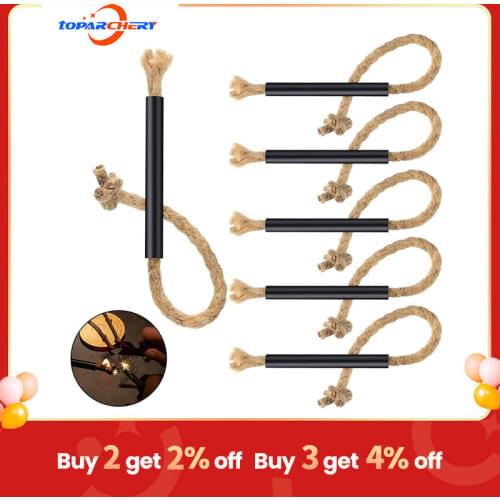 6 Pieces Jute Tinder Tube Waterproof Wax Wick Fire Starter Accessory with Aluminum Sleeve for Outdoor Camping Hiking Trekking