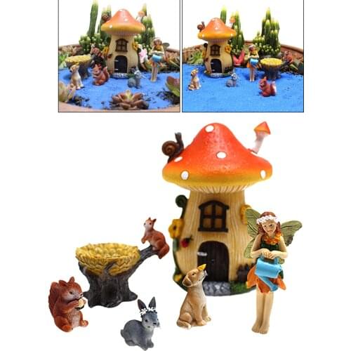 6pcs Resin Little Mushroom Flower Fairy for House Fairy Miniature Figurine Outdoor Indoor Garden Decor Ornament Gift