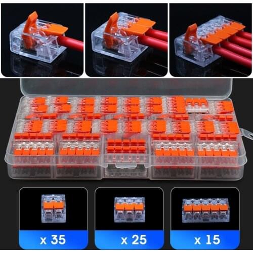 Hot Sale 75pcs for 221 Electrical Connectors Wire Block Clamp Terminal Reusable Mini Quick Home Wire Terminal Connector