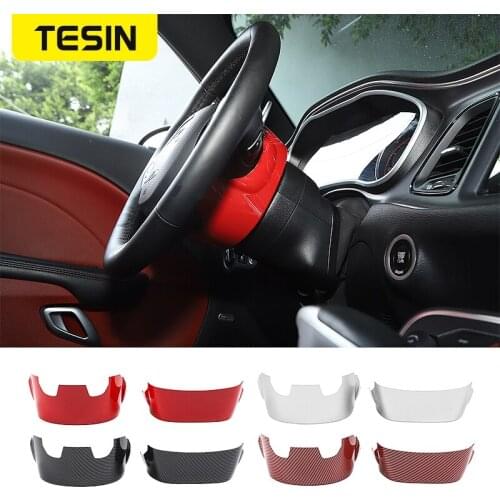 TESIN Internal Mouldings Car Steering Wheel Base Upper Decoration Cover Stickers For Dodge Challenger for Dodge Charger 2015