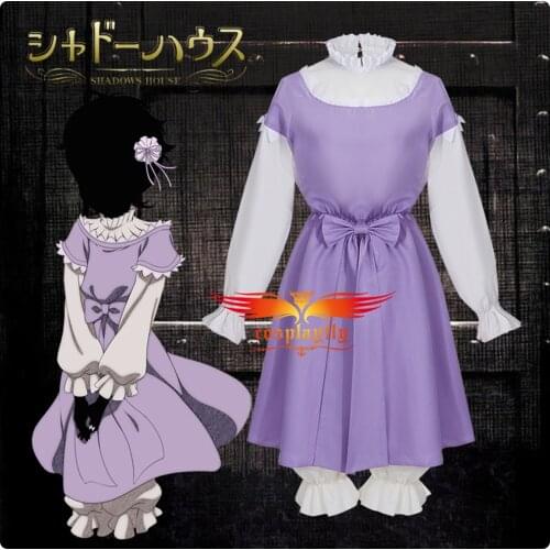 Anime Shadows House Shelley Cosplay Costumes Adult Women Clothes Girl Purple Dress Shorts Bow Hairpin Halloween Christmas