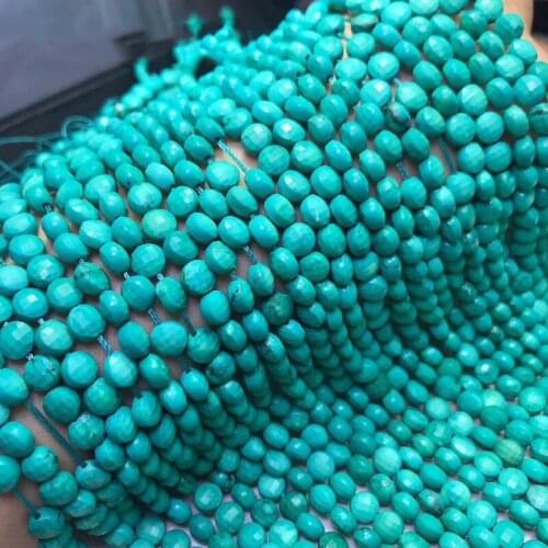 ICNWAY Turquoise 2x4mm Natural Gemstone Beads Coin Faceted for Silver 925 Jewelry Making Necklace Bracelet 15inch